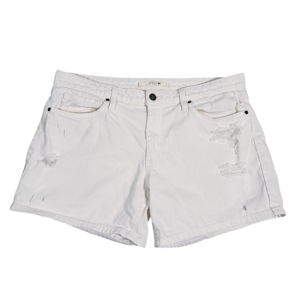 Joe’s Jeans Womens Azami Denim Midi Shorts Size 30 White Distressed Casual